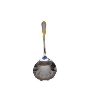 Vtg Retroneau 18-8 Gold Accent Electroplate Linda Korea Serving Spoon Scalloped